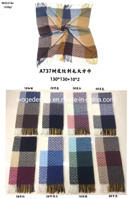 Women&prime; S Square 130*130cm Plaid Blanket Chunky Oversized Cashmere Feeling Winter Scarf Shawl