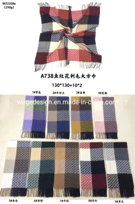 Women&prime; S Square 130*130cm Plaid Blanket Chunky Oversized Cashmere Feeling Winter Scarf Shawl