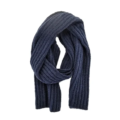 Fashion Custom Wool Boucle Yarn Knitted Scarfs Women Winter Scarf with Stripes and Lurex