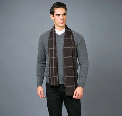  Biella-100% Ultrafine Merino Wool Classic Pattern Men&prime;s Fashion Scarf