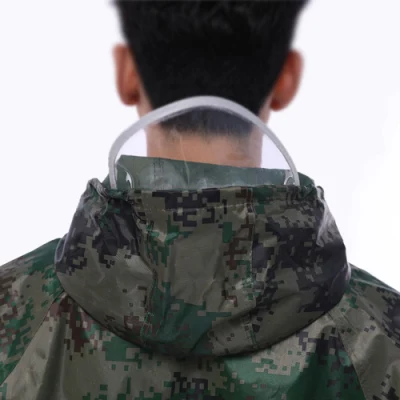 Army Camouflage Rain Poncho Jacket Coat Adults Hooded Waterproof Outdoor Raincoat for Men