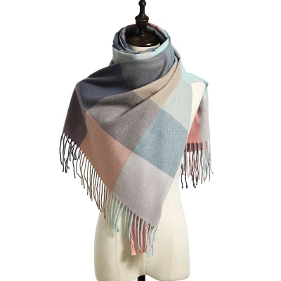 New Design Striped Plaid Shawl Elegant Lady Style Autumn and Winter Lady Scarf