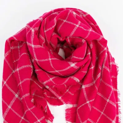 Wholesaler Outerwear Apparel Accessory Women Winter Red Fringe Checks Grid Tartan Warm Pashmina Windowpane Beach Headwear Blanket Scarf Shawl