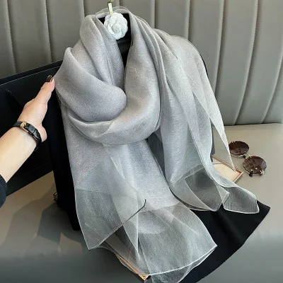 Doubyle Layer Shawl Summer with Skirt Thin Wedding Silk Scarf Spring Travel Scarf