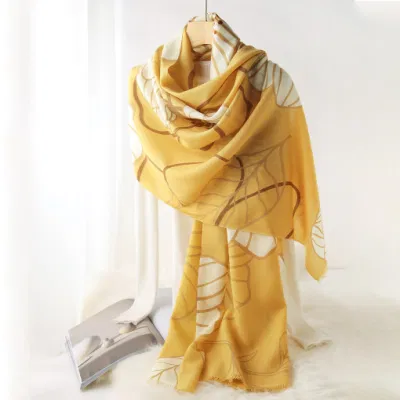 100% Wool Scarf with Floral