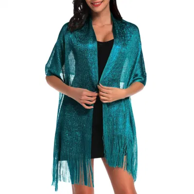 Summer Ladies Luxury Sparkling Metallic Evening Shawls and Wraps
