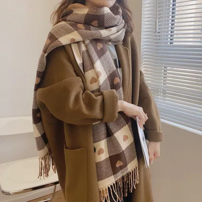 Wholesale Factory Fashion Houndstooth Scarf Plaid Warm Scarf for Ladies Retro Scarf Classic Shawls