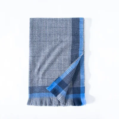 European and American Hot Sale Polyester Cotton Scarf Fashion Contrast Color Plaid Print Shawl Lady Scarf