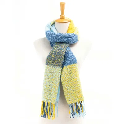 Custom Outfit Fashion Accessory Women Men Spring Fall Winter Warmth Multi Acrylic Woven Fringe Nova Scottish Lattice Tartan Cappa Tippet Turban Textural Scarf