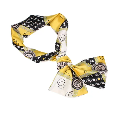 2022 Factory Direct Printing Twill Silk Hair Scarf for Bag Tied Handle Bag Scarfs Narrow Long Silk Scarf