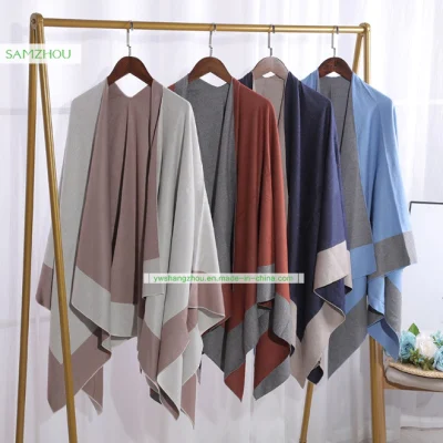 Plain Simple Frame Cotton Slit Scarf Fashion Western Shawl