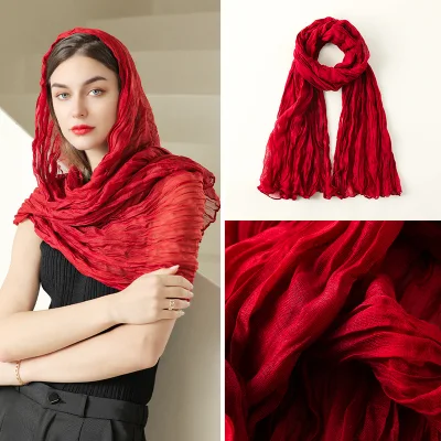 Solid Neck Wrapping Fashion Soft Silk Feeling Hair Long Scarf for Women