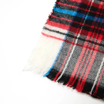 Fashion Winter Check Scarf Woven Cashmere Custom Long Big Scarf with Fringes Woman Shawl