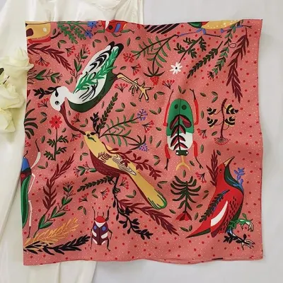 Custom Silk Like Head Scarf for Women - Satin Large Hair Scarves - 35&quot; Square Silk Hair Wrap for Sleeping with Digital Print