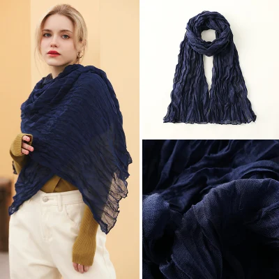 Solid Neck Wrapping Fashion Soft Silk Feeling Hair Long Scarf for Women