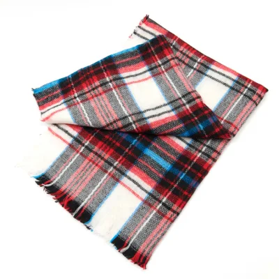Fashion Winter Check Scarf Woven Cashmere Custom Long Big Scarf with Fringes Woman Shawl
