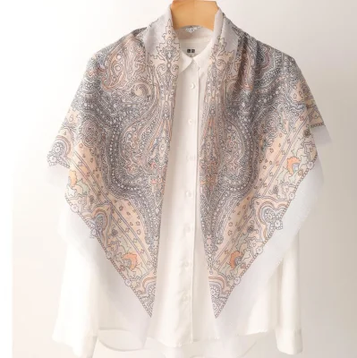 Digital Printed Custom Brand Design 100% Wool Winter Scarf Luxury Shawl