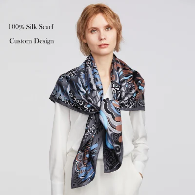 Manufacturer 6A Grade Pure Silk Hot Sale Hand Rolled Silk Head Scarf of Custom Design