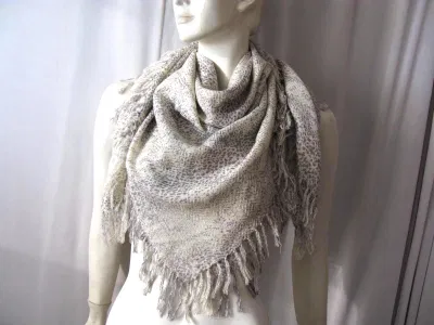 Cashmere Wool Blended Woven Square Shawl Animal Print