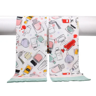 2022 New Simple Silk Scarf Women&prime;s Printed Double-Sided Color Grid Fashion Thin Narrow Long Silk Scarf