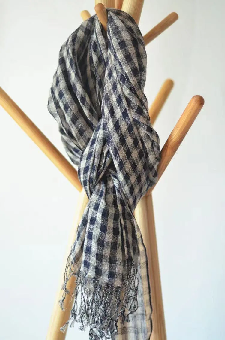 Hot Sales Small Plaid Cotton Linen Scarf for Lady Woman/Poncho/Kimono