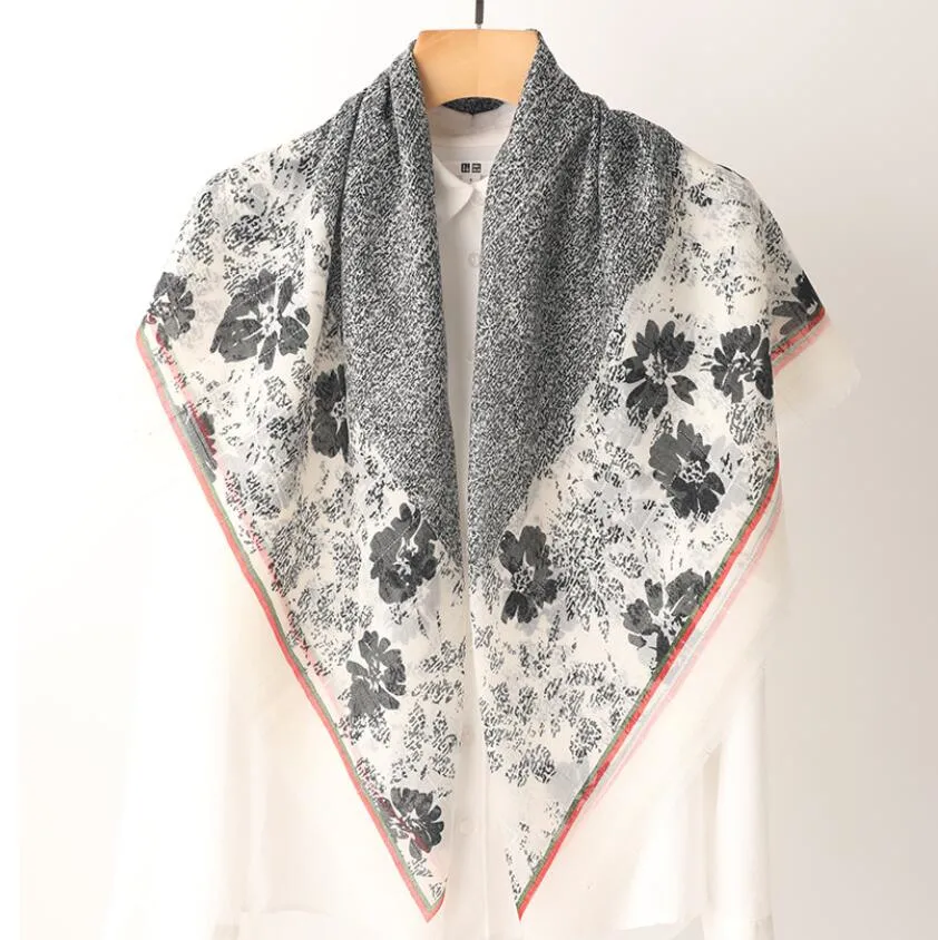 Digital Printed Custom Brand Design 100% Wool Winter Scarf Luxury Shawl