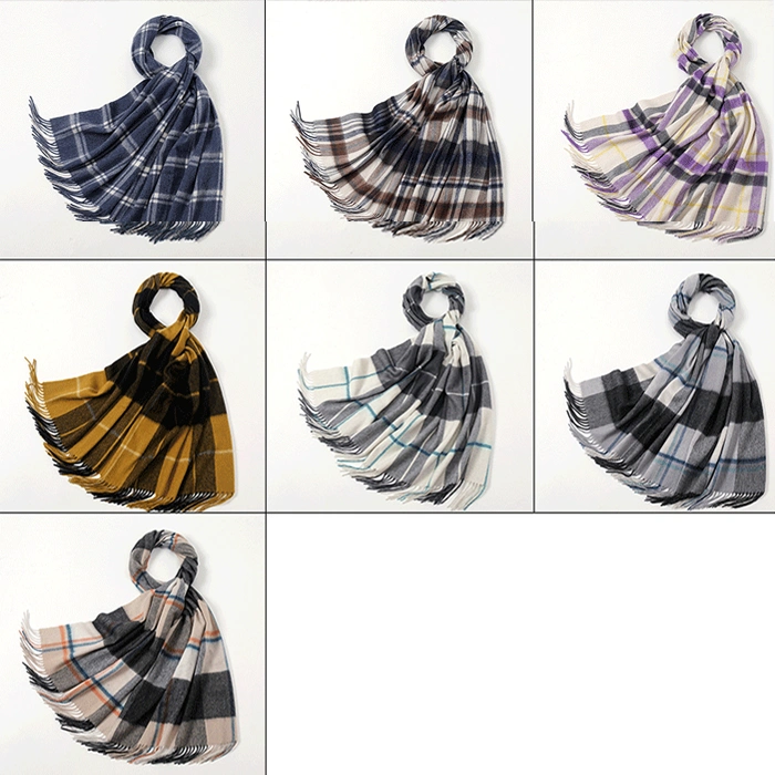 OEM Fashionable Luxury Brand Wool Tartan Shawl Winter Women Plaid Scarf