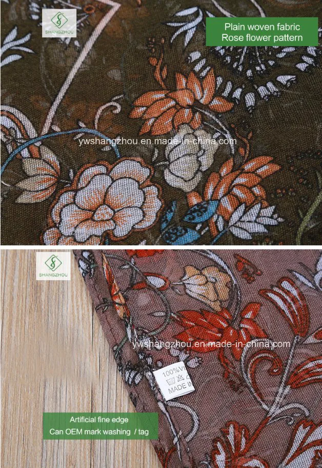 Hot Rattan Flower Printed Viscose Shawl Fashion Lady Scarf