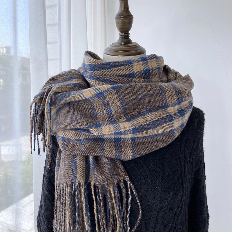 Woolen Adult Wool Scarf, Plaid Scarf,