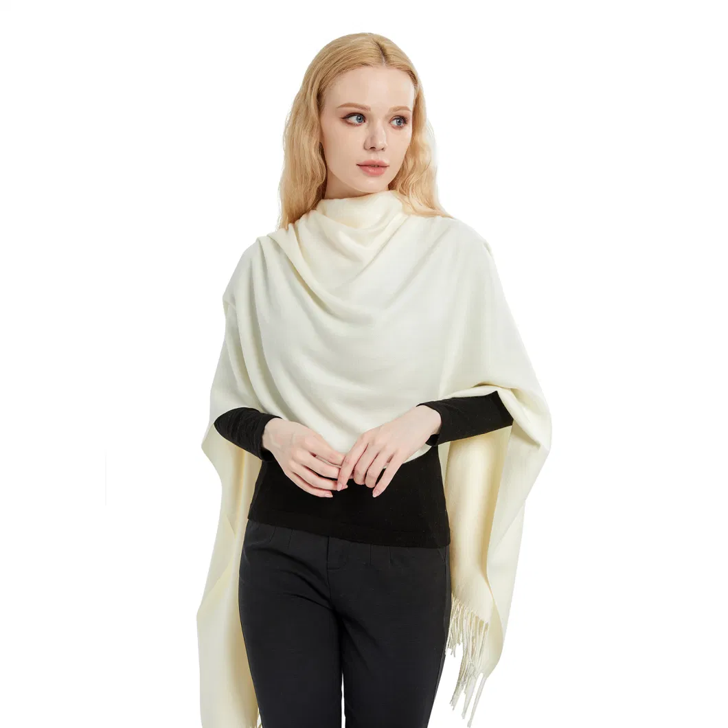 Elegant Solid Color off White Cashmere Pashmina Shawls and Wraps for Women