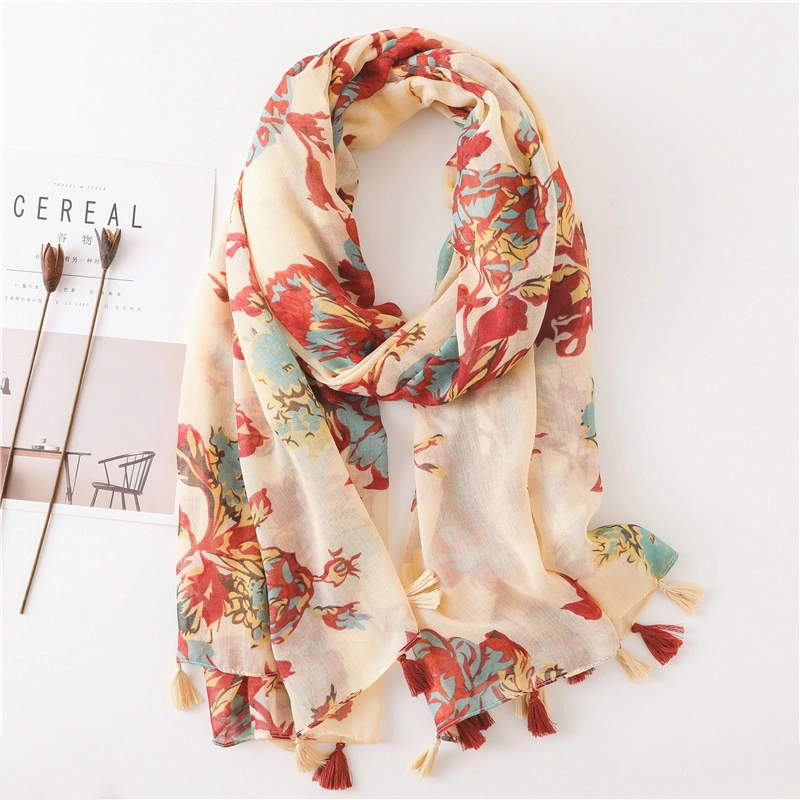 Women Lightweight Floral Flower Fall Winter Fashion Scarves