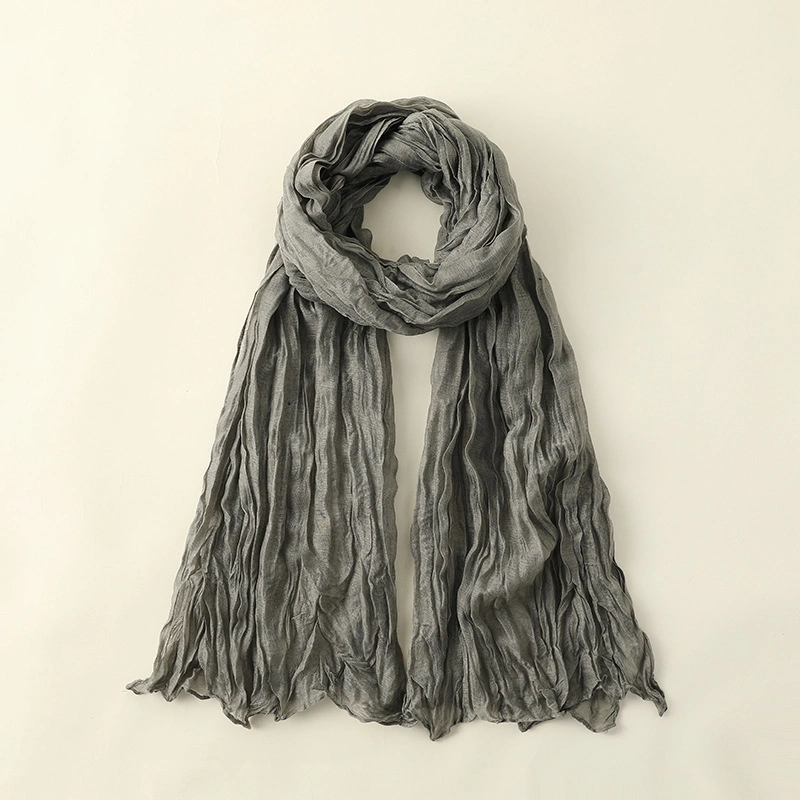 Solid Neck Wrapping Fashion Soft Silk Feeling Hair Long Scarf for Women