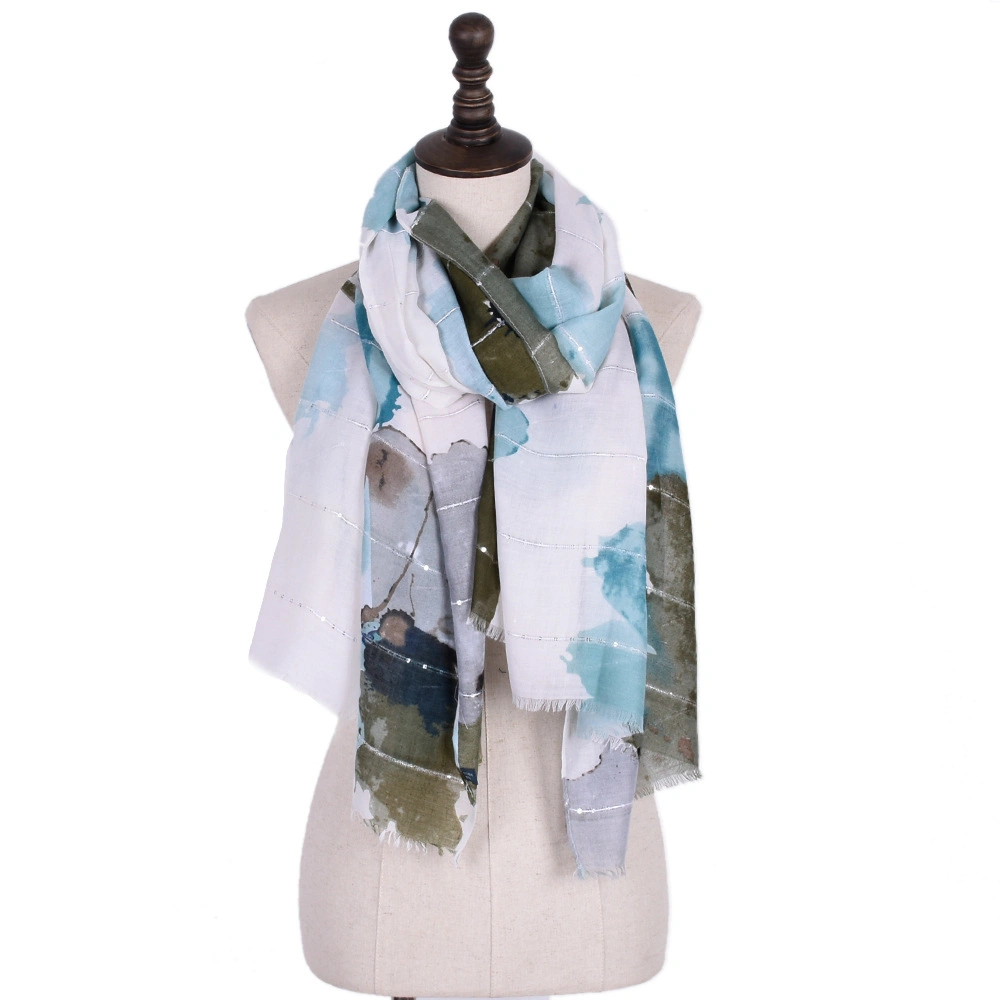 Spring Summer Muslim Hijab Flora Print Scrawl Scarf