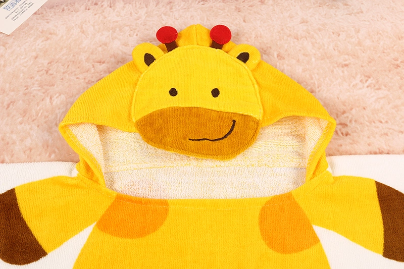 Manufactory Baby Gown Child Bathrobe Cartoon Animal Hooded Towel Beach Bath Cloak Poncho