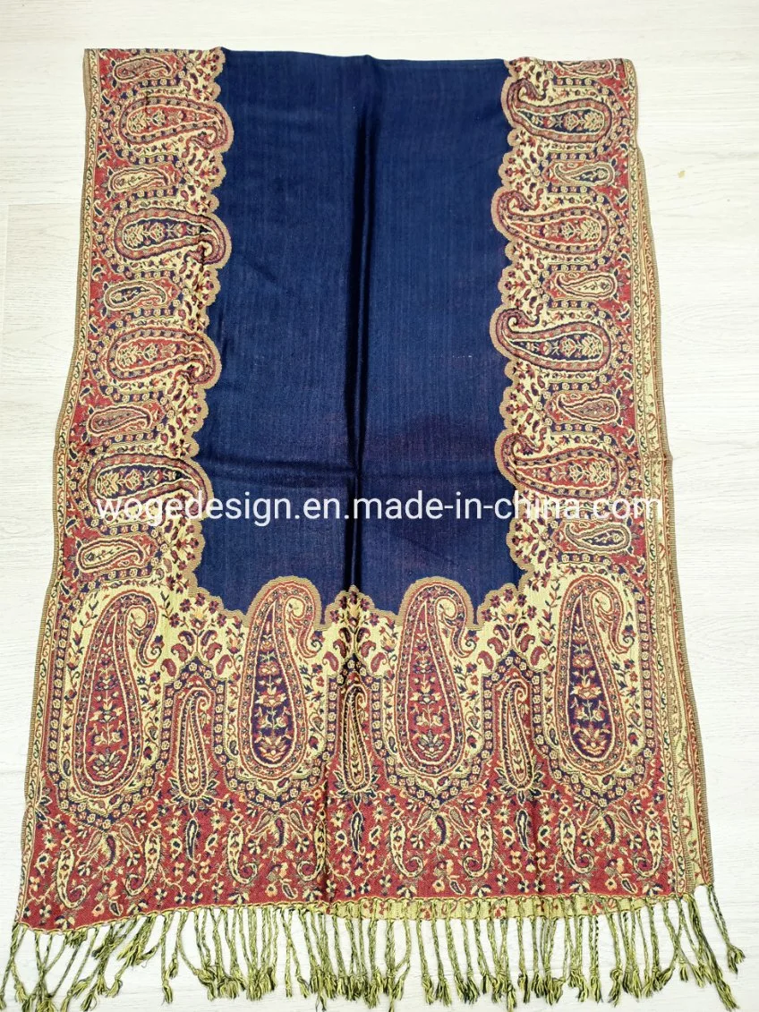 High Quality Muslim Ladies Dress Clothing Jacquard 100%Viscose Paisley Flower Tippet Pashmina Wrap