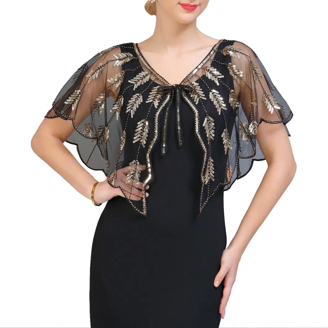 Summer Ladies Vintage Sequin Light Evening Wraps and Shawls