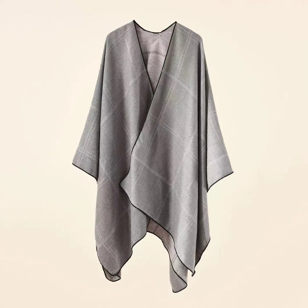 New Plaid Pattern Women Woven Ponchos and Capes Winter Cashmere Shawl/Kimono