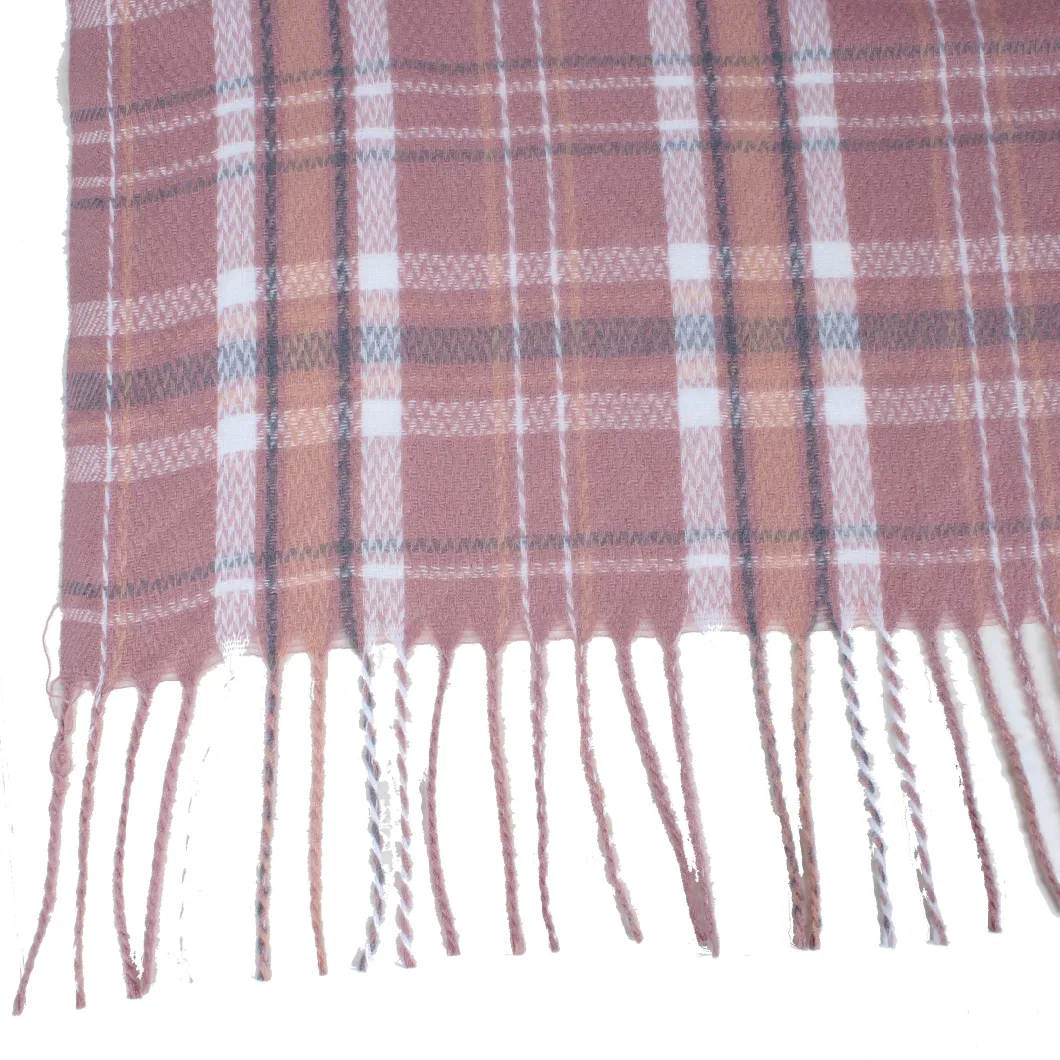 OEM Custom Made Woman Acrylic Cashmere Tartan Checks Stole Shawl Scarf