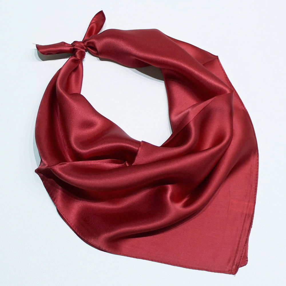 Trendy Womens Silk Like Neck Scarf Burgundy Head Wrap Sleeping Scarfs