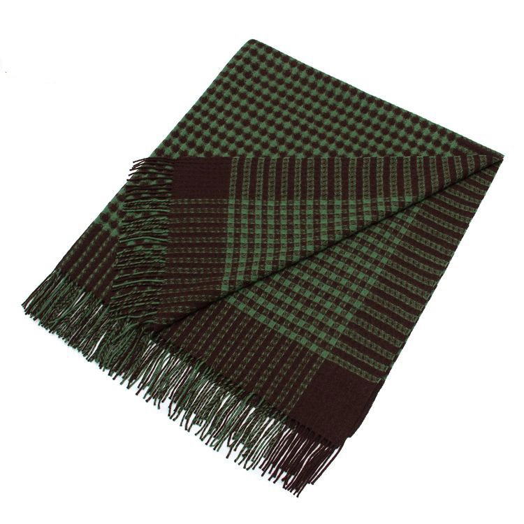 Wholesale Vintage Plaid Shawl Oversized Checkered Women Pure Wool Scarf