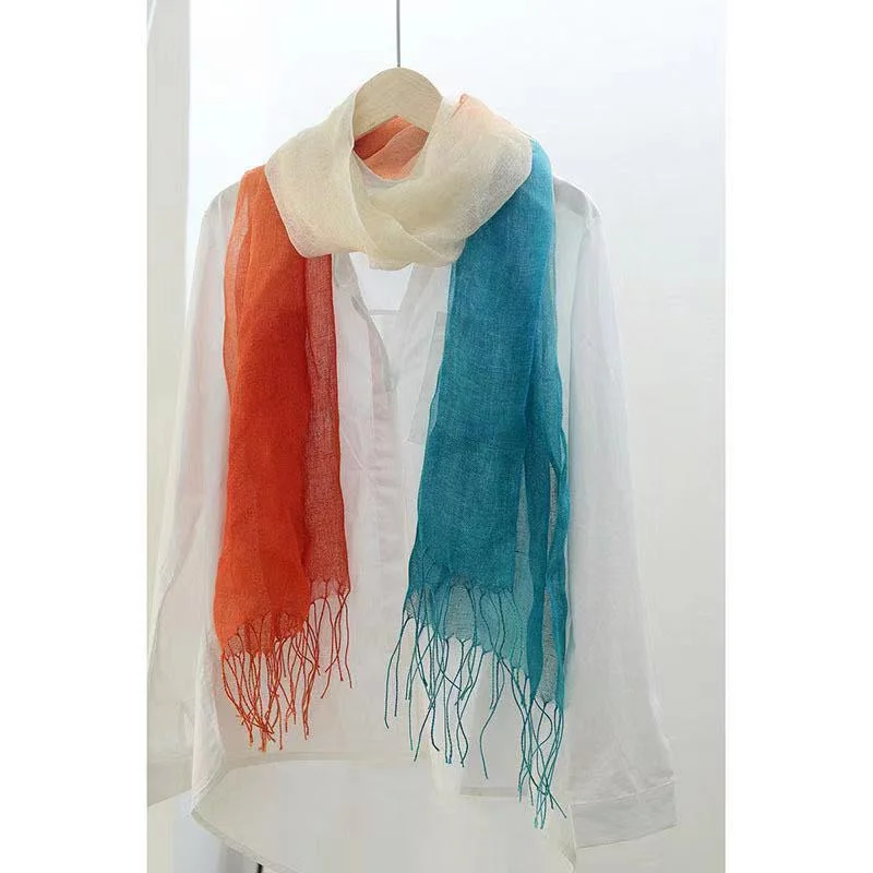 Hot Sales DIP Dye Linen Scarf for Lady Woman/Poncho/Kimono