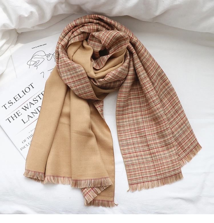 Lady Acrylic Fashion Poly Wool Cashmere Scarves Winter Soft Smooth Handfeel Women Shawl Double Sides Scarf for Ladies