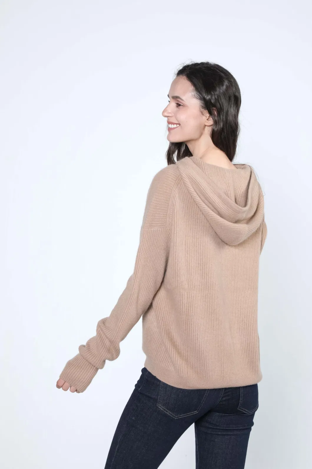 Ladies Fashion Pure Rws Merino Wool and Cashmere Knitted Ombre Poncho Apparel Accessories