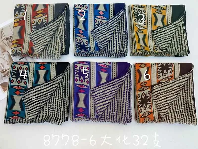 Print Cotton Scarf with Tassels Women Spring/Fall Scarf Shawl