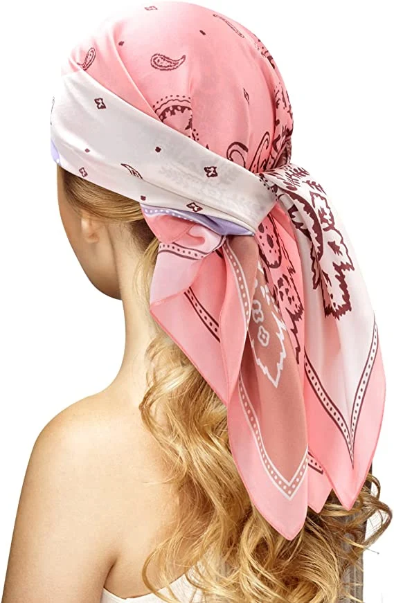 Ladies Fashion 100% Mulberry Silk Square Head Scarf Custom Printed Silk Scarves