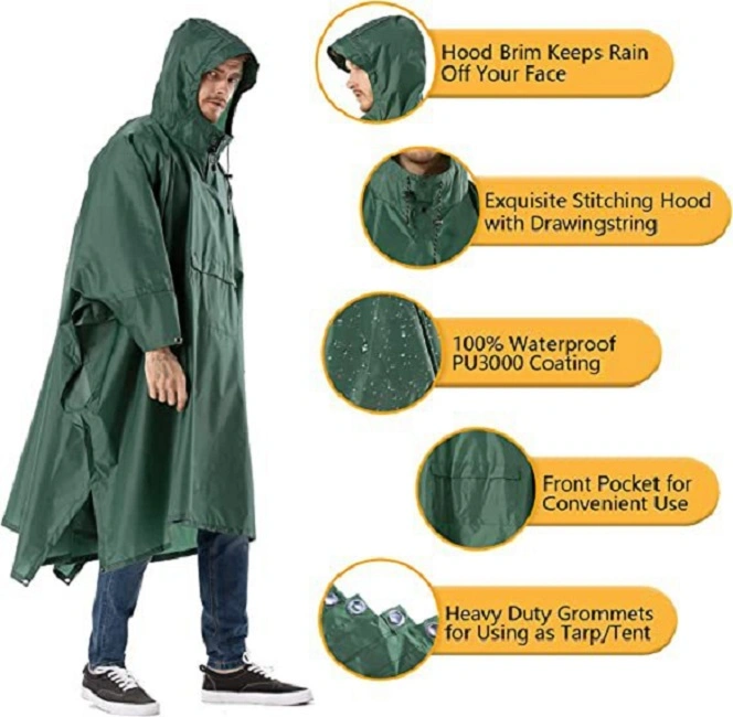 Factory Wholesale Hood Emergency Rain Fit Men Women Waterproof Breathable Poncho