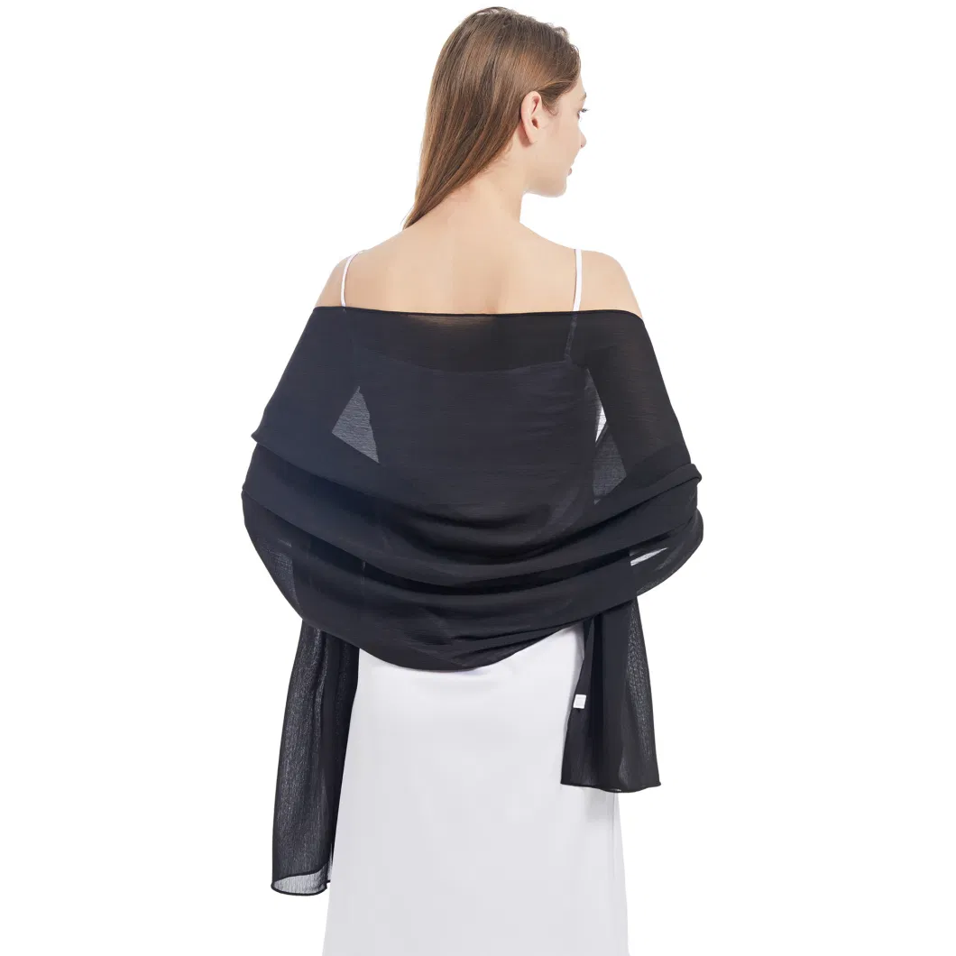 Trendy Ladies Black Chiffon Shawls and Wraps for Evening Party