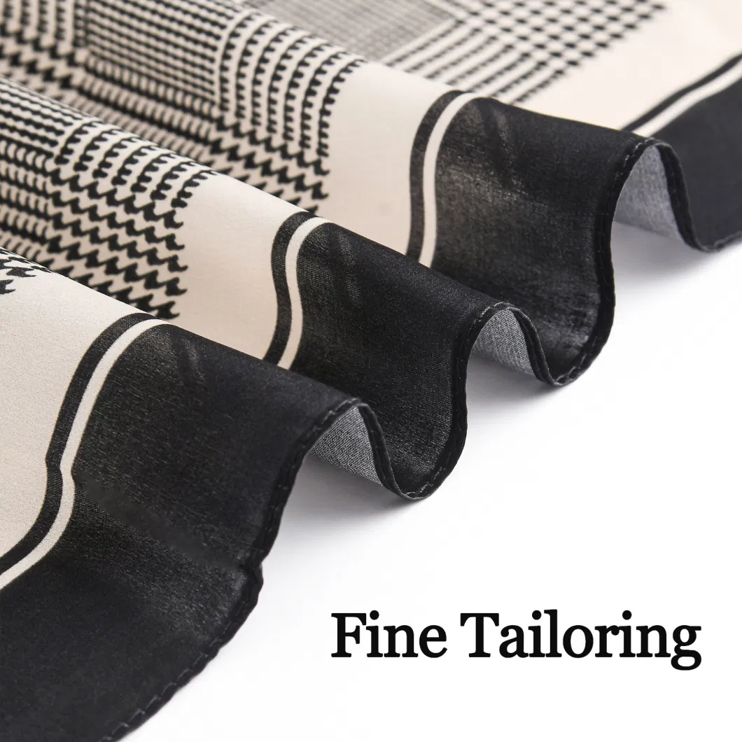 Retro Black and White Striped Plaid Professional Women Classic Silk Square Scarves