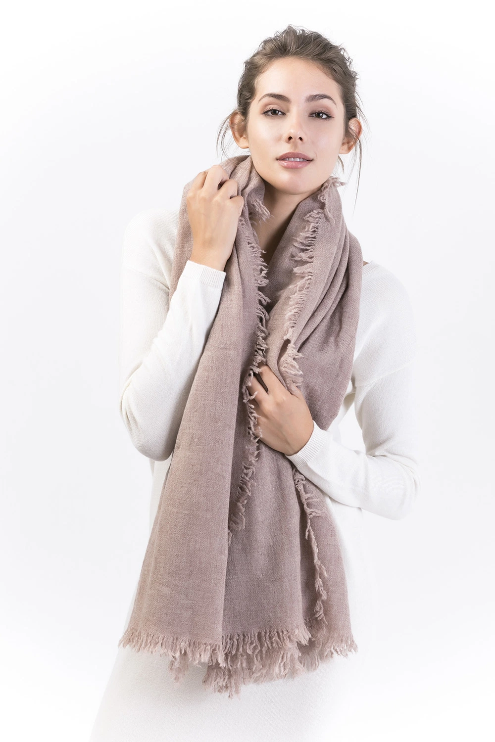Biella-100% Ultrafine Merino Wool Solid Color Scarves Fashion Ladies Scarf