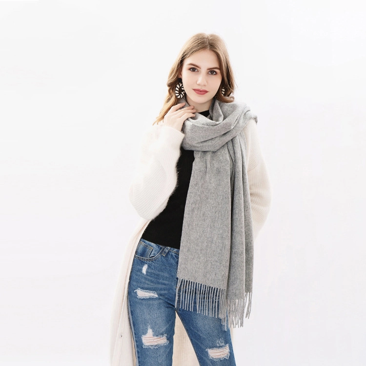 New Women Soft Long Wool Scarf Pashmina Shawls Winter Pure Color Scarf